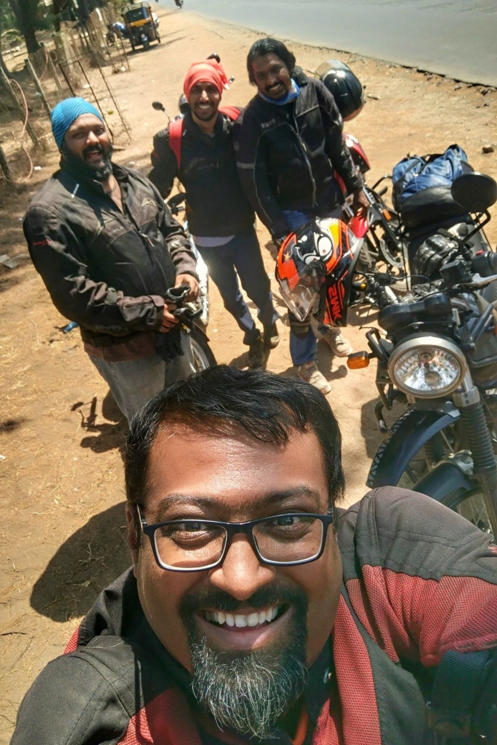 Happy motorcyclists' selfie 